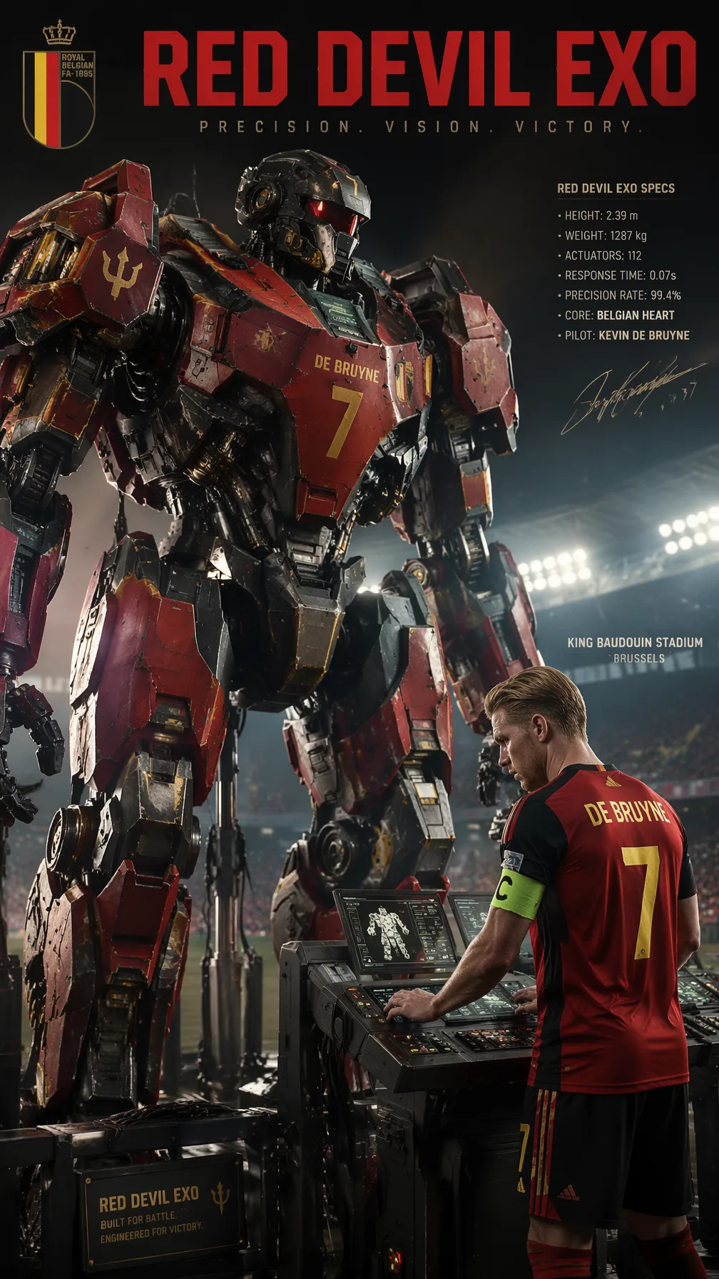 Belgium Kevin De Bruyne Red Devil AI Photo Prompt generated preview