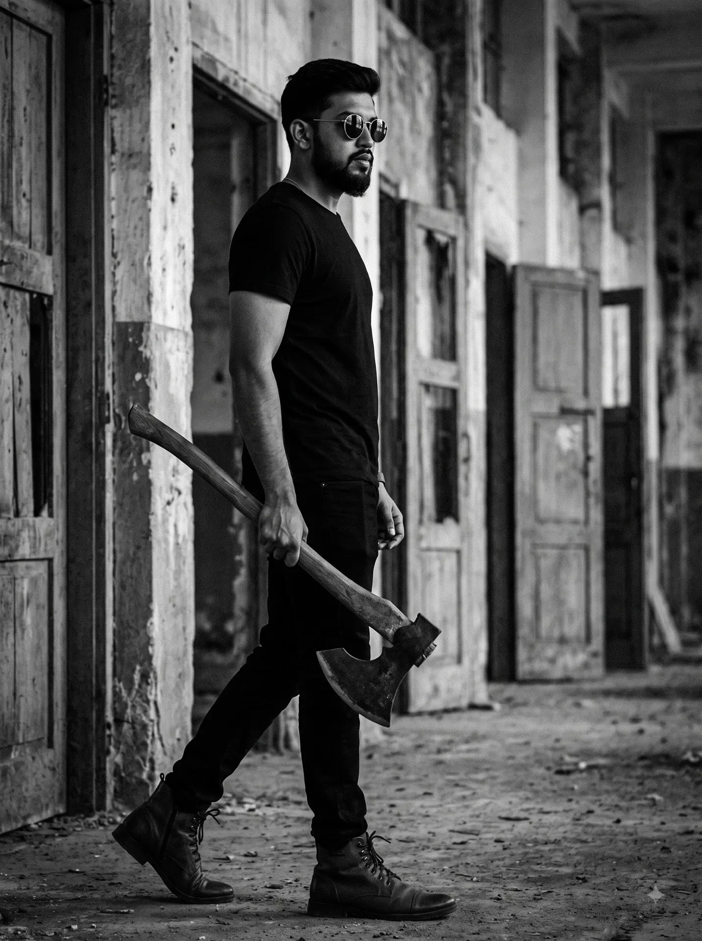 Black And White Dramatic Shadow AI Photo Prompt Edition 6 preview example result