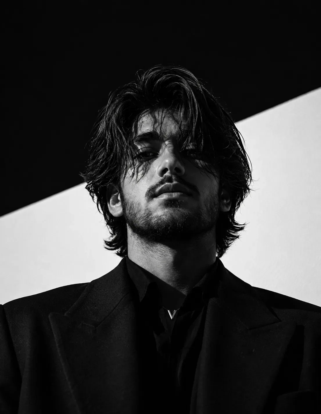 Black-and-white Editorial Portrait AI Photo Prompt preview example result