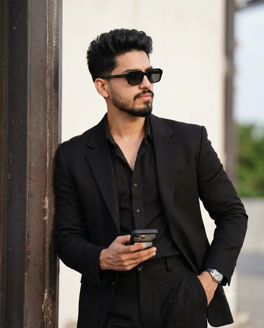 Black Suit Look AI Photo Prompt preview example result