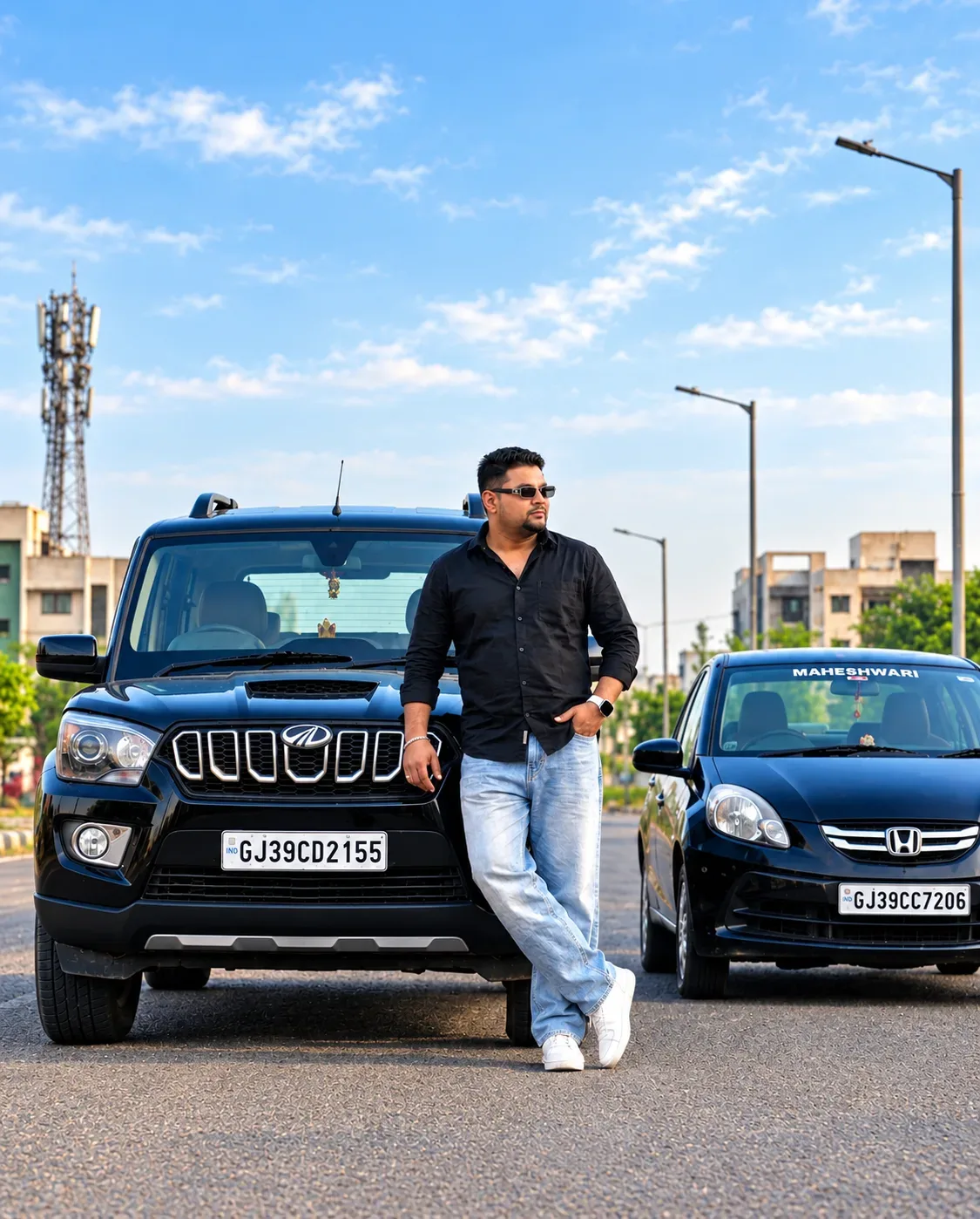 Black SUV Luxury Street Style Cinematic 4K Portrait AI Photo Prompt preview example result
