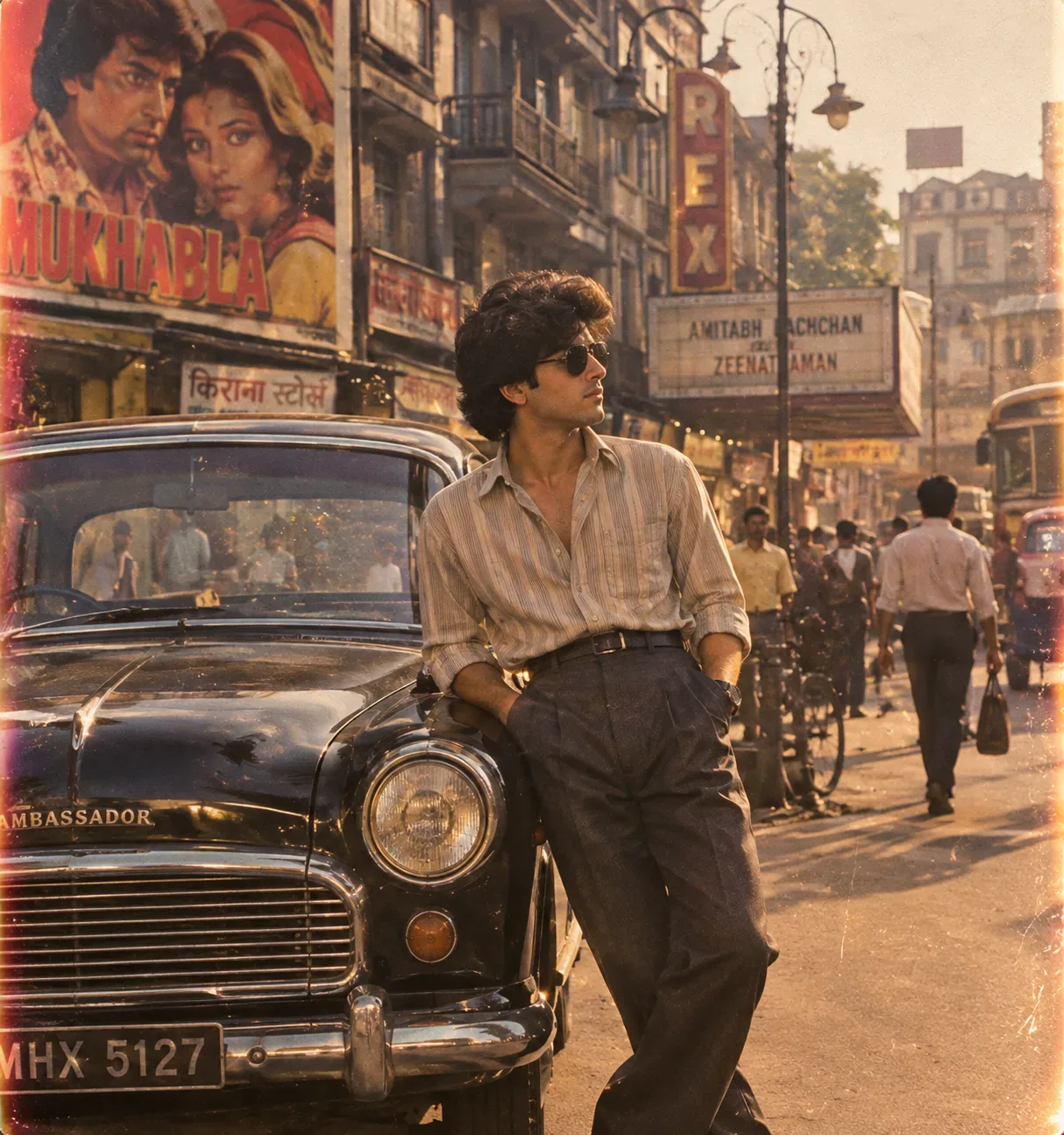 Bollywood Retro 1980s Cinema AI Photo Prompt preview example result