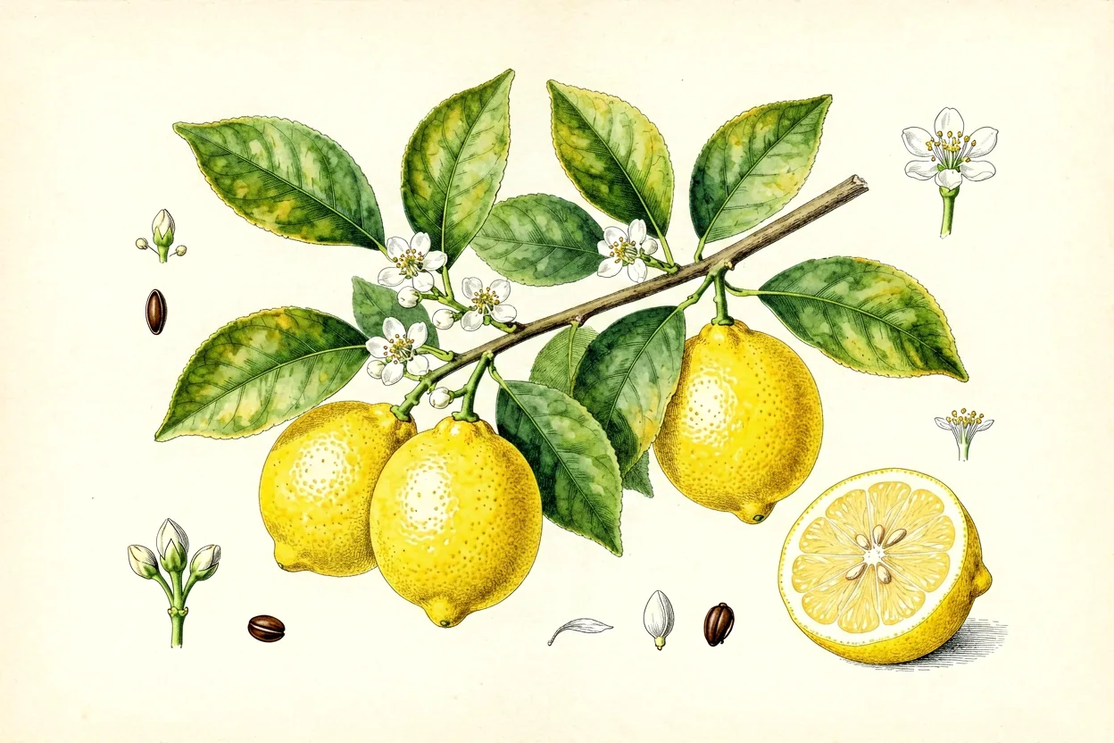 Botanical Illustration Of A Lemon Tree AI Photo Prompt generated preview
