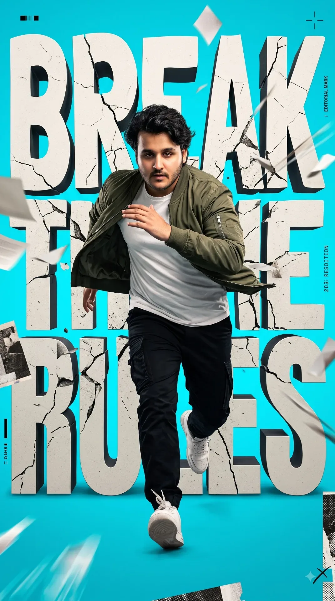 BREAK THE RULES AI Photo Prompt preview example result