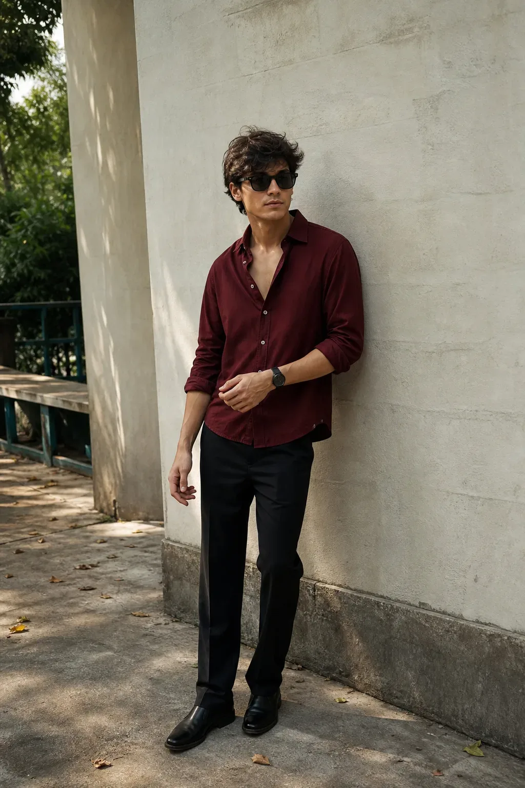Burgundy Afterglow Elevated Urban Editorial AI Photo Prompt preview example result