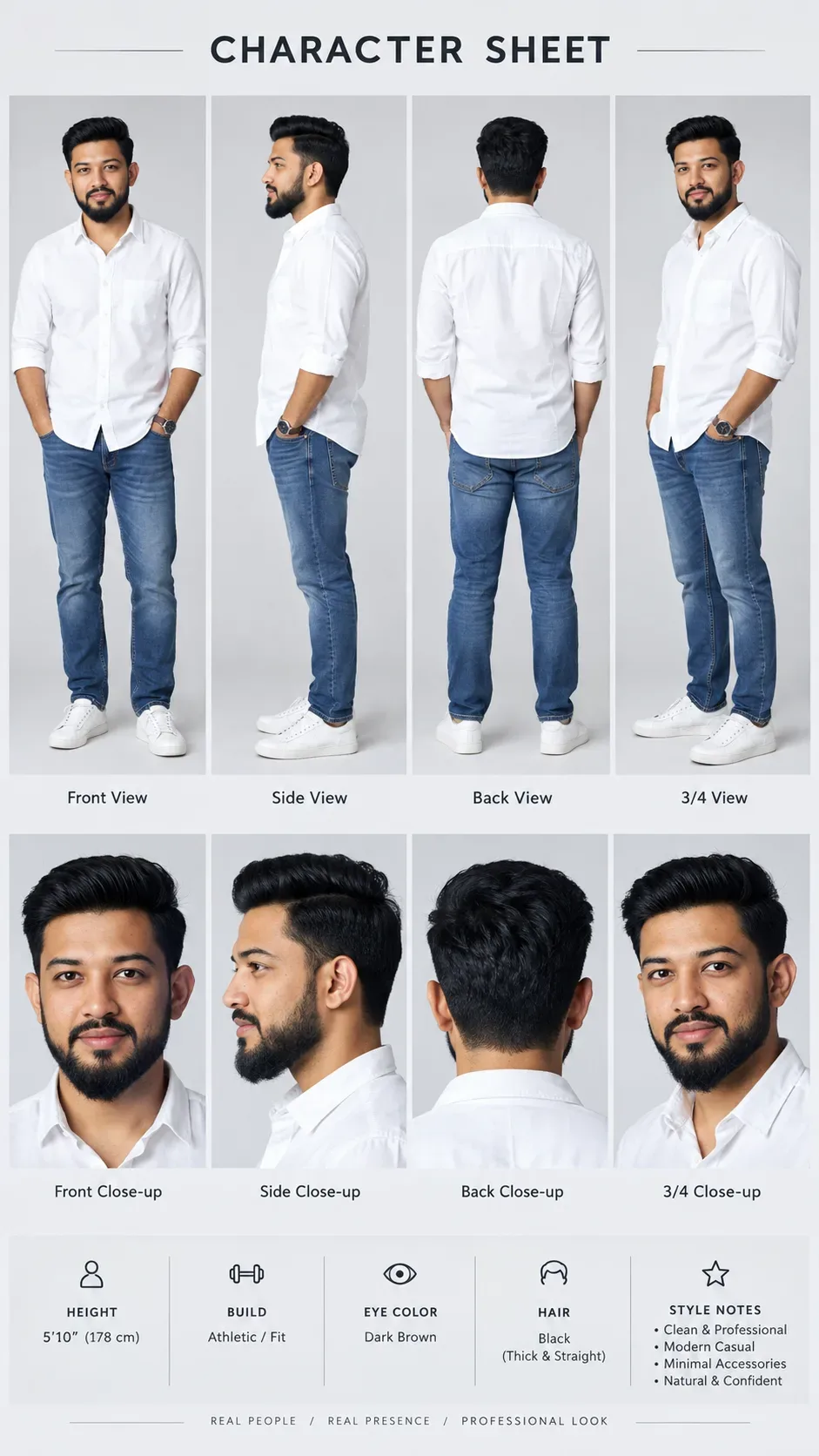 Character Sheet For Make AI Videos AI Photo Prompt preview example result
