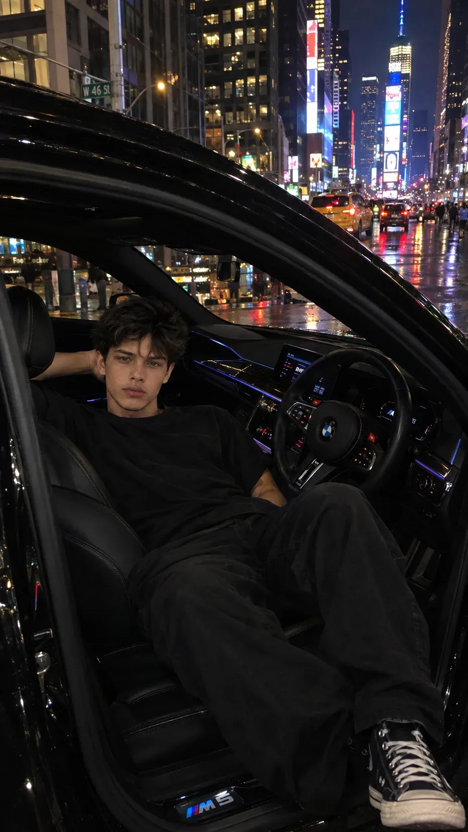 Cinamteic Bmw M5 Car Night Protrait At New York City AI Photo Prompt preview example result