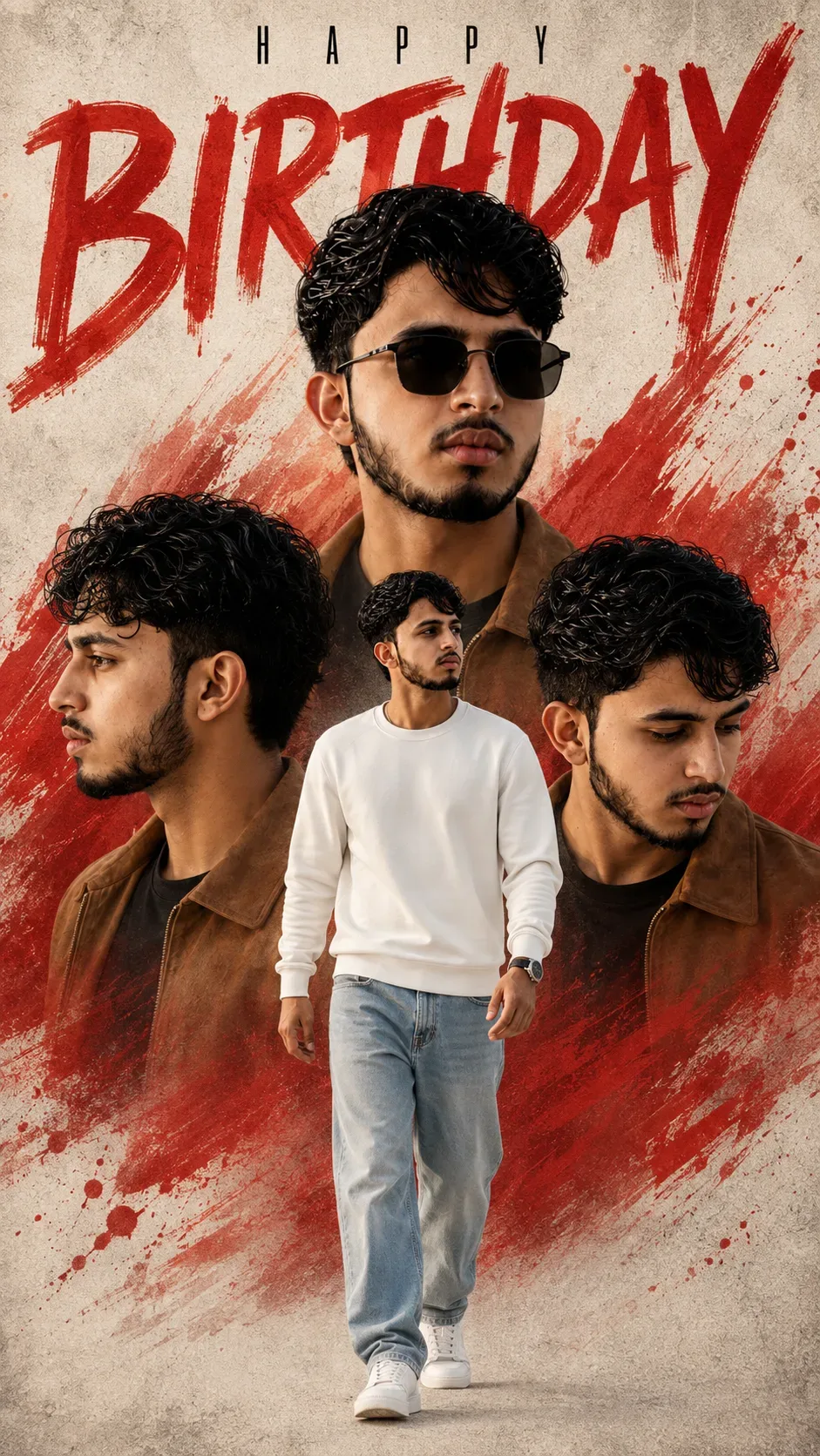 Cinematic Birthday Hero Four Portrait Poster AI Photo Prompt preview example result