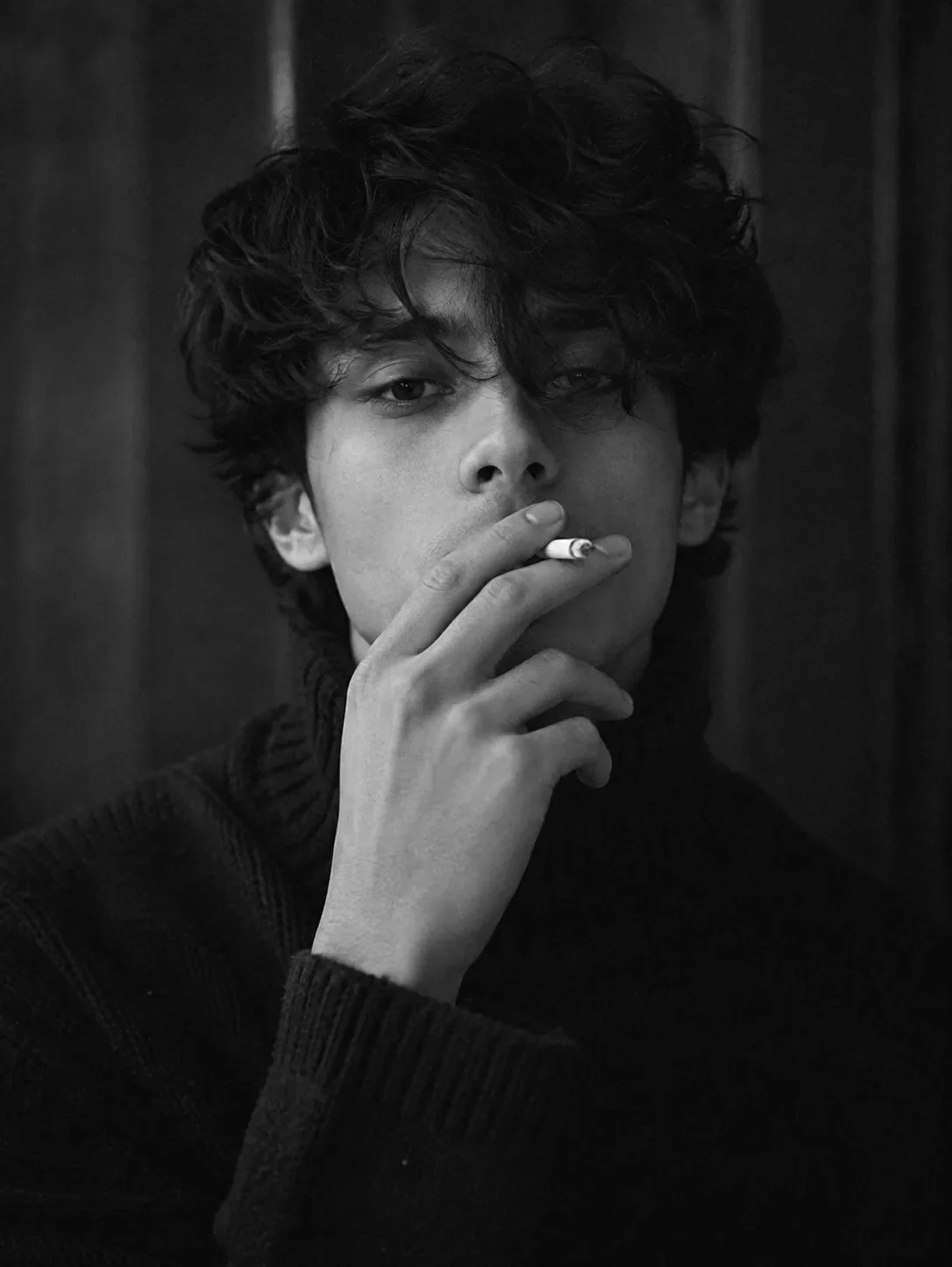 Cinematic Black & White Cigarette Portrait preview example result