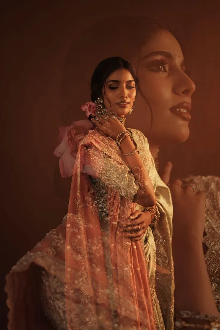 Cinematic Bridal Double Exposure Portrait AI Photo Prompt preview example result