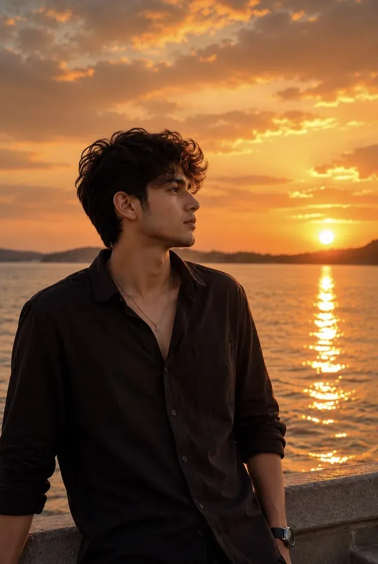 Cinematic Golden Hour Male Portrait AI Photo Prompt preview example result