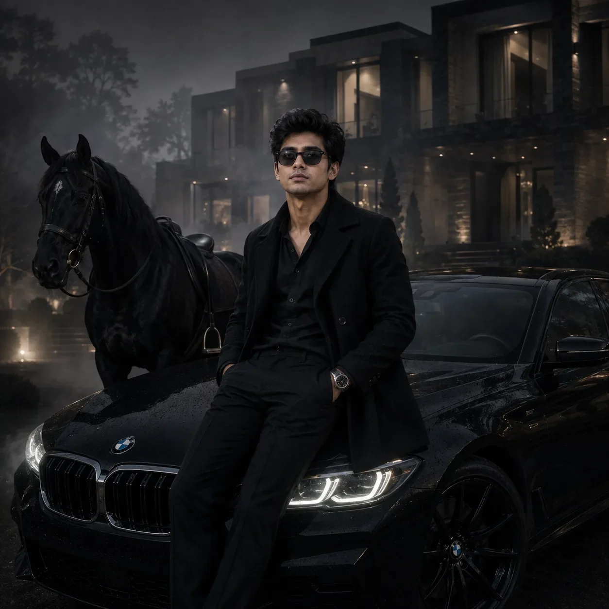 Cinematic Luxury PFP Midnight Estate AI Photo Prompt preview example result