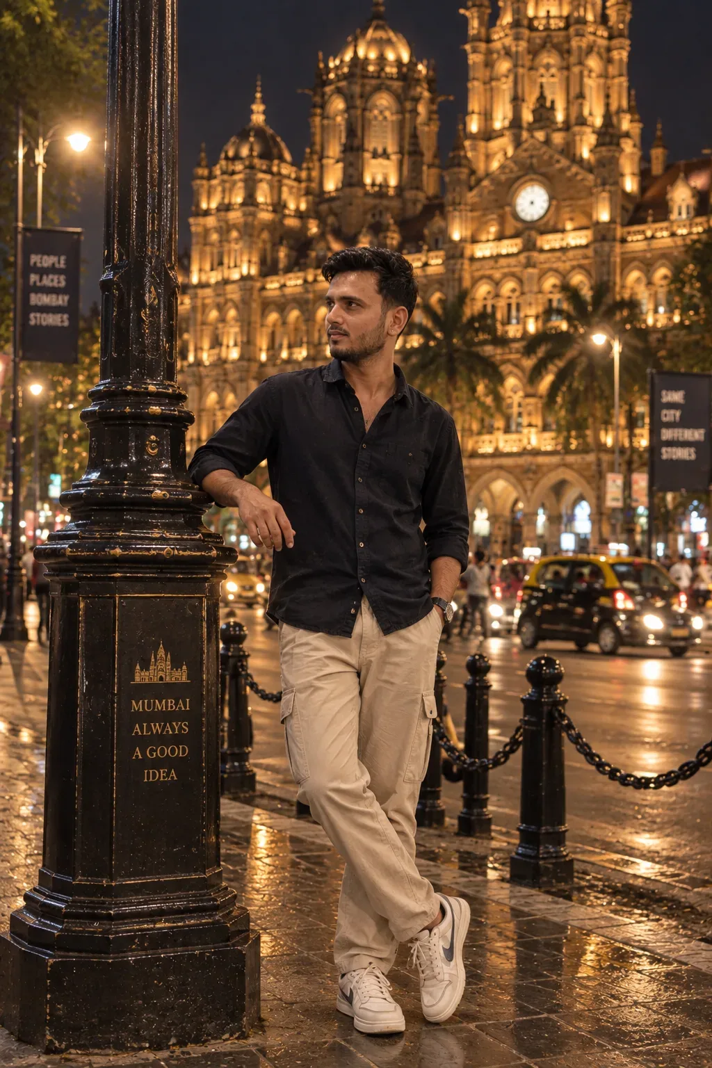 Cinematic Night Street Portrait Exact AI Photo Prompt preview example result
