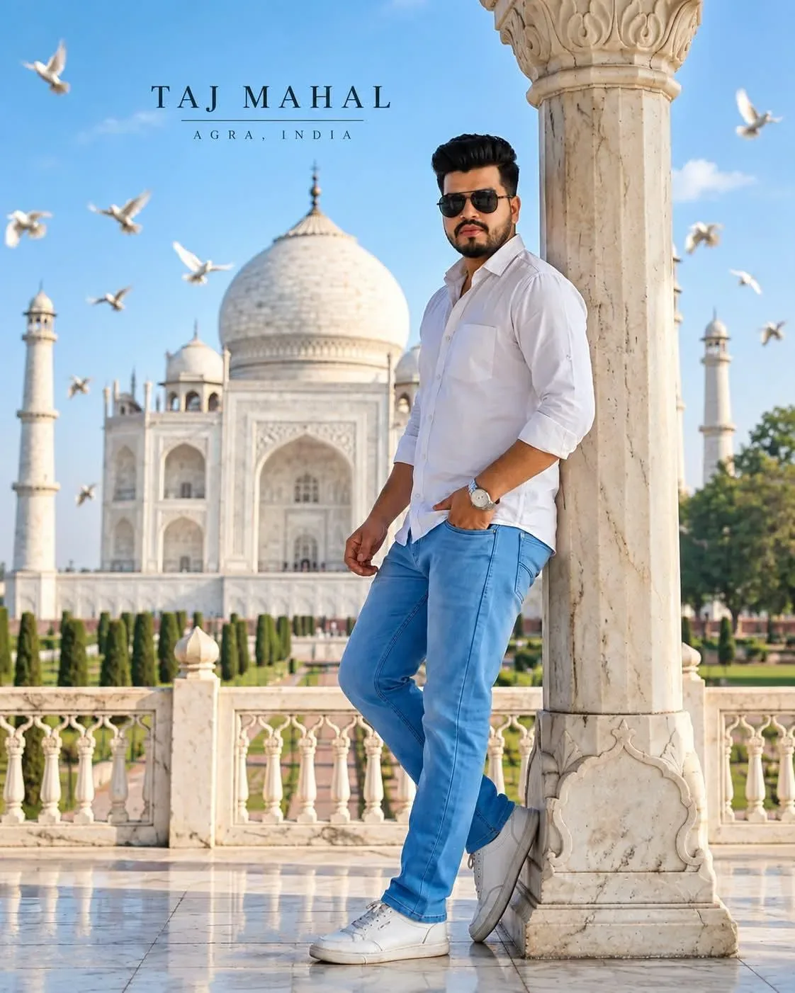 Cinematic Portrait At Taj Mahal AI Photo Prompt preview example result