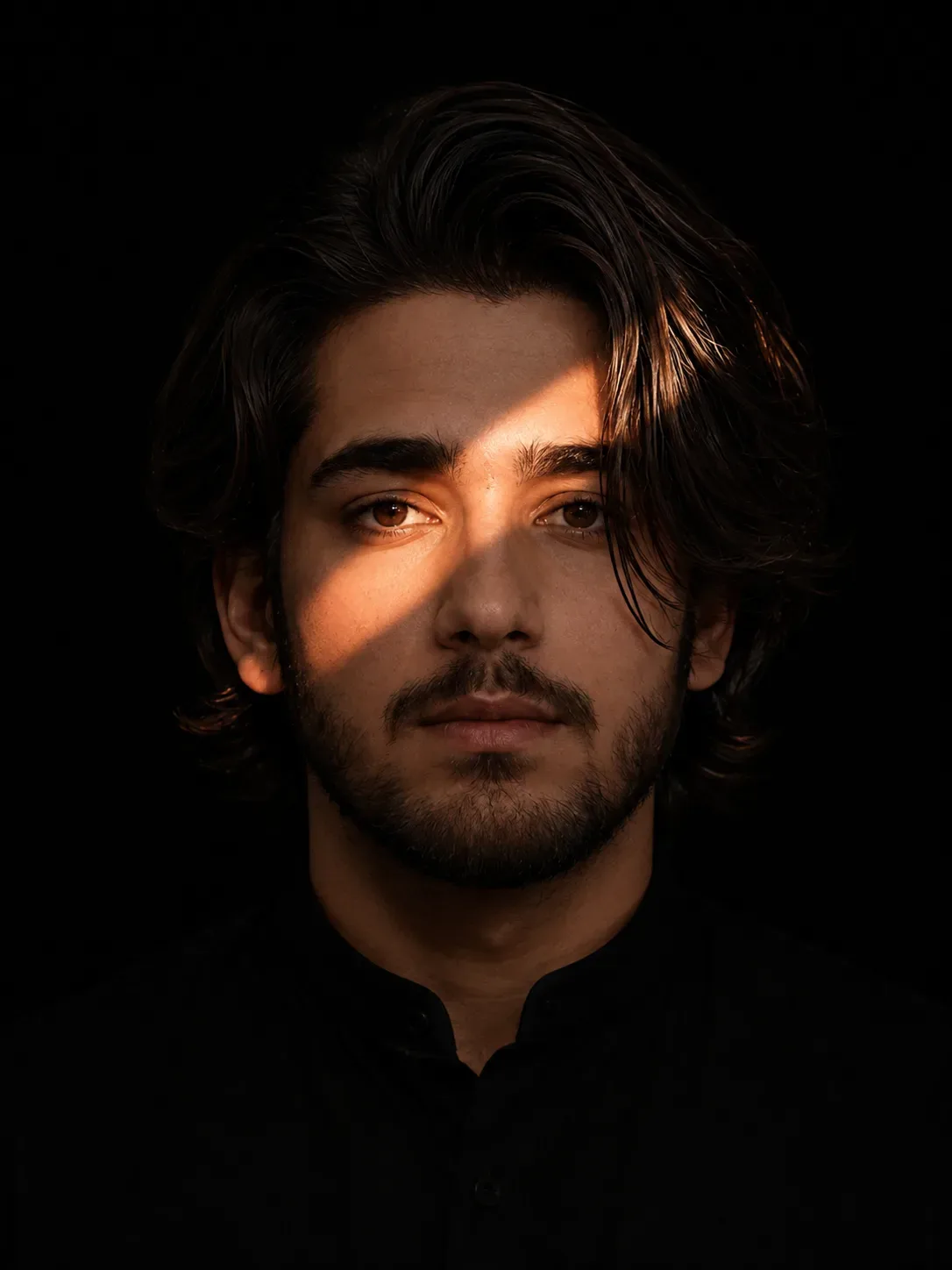 Cinematic Portrait In Golden Shadow AI Photo Prompt preview example result