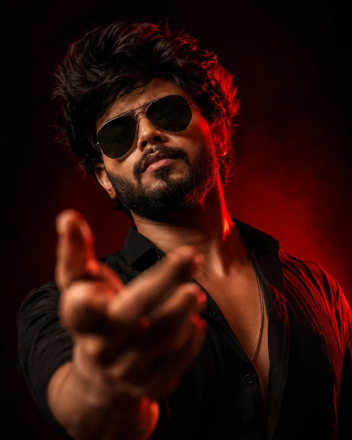 Cinematic Red & Black Attitude Portrait AI Photo Prompt preview example result