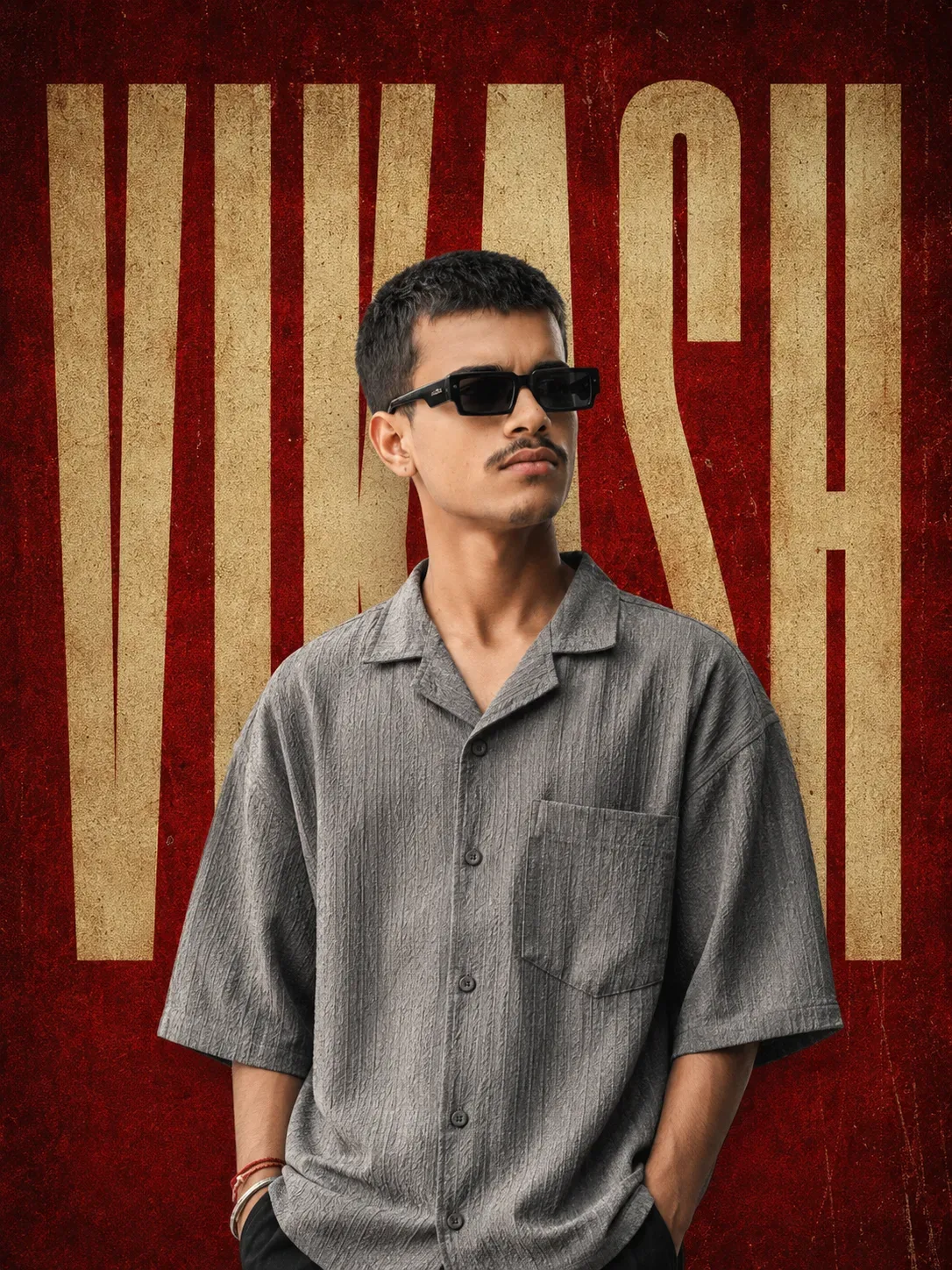 Cinematic Red Grunge Poster AI Photo Prompt preview example result