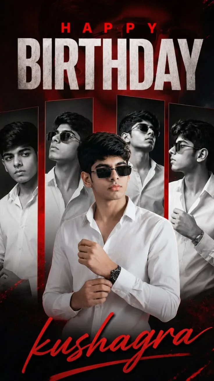 Cinematic Red & White Theme Multi-pose Poster AI Photo Prompt preview example result