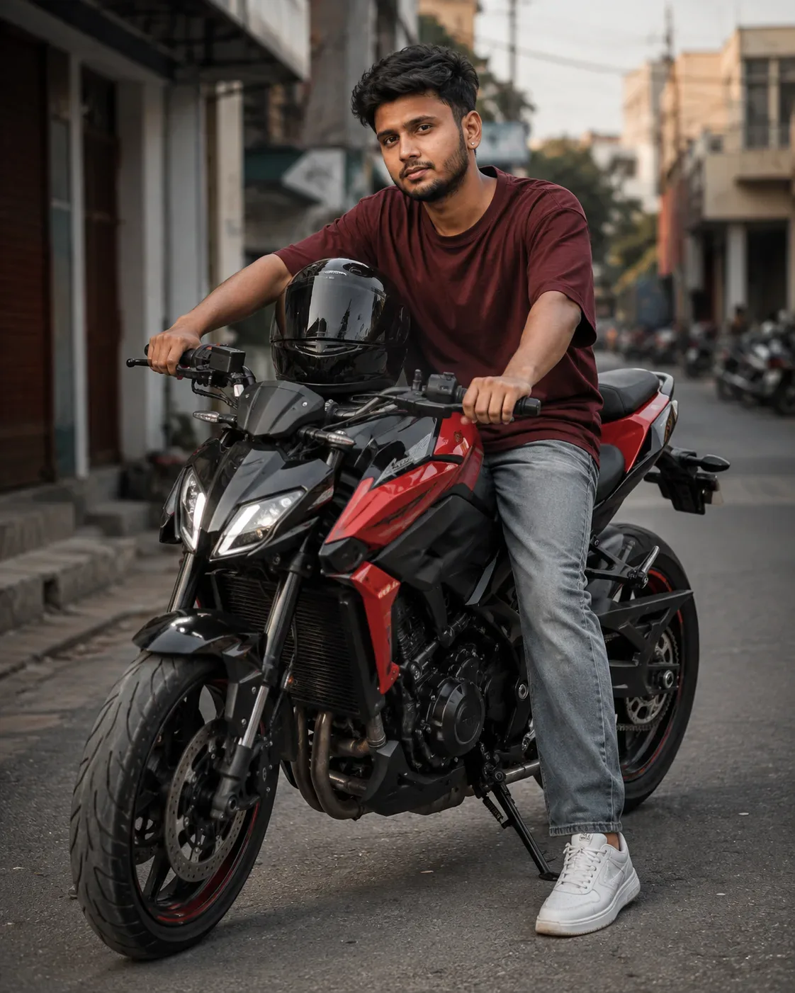 Cinematic Street Bike Portrait AI Photo Prompt preview example result
