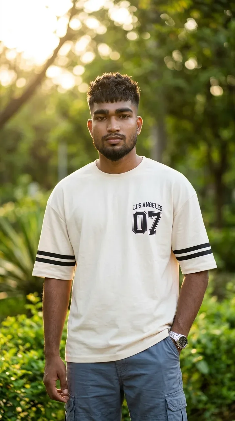 Cinematic Sunset Garden Male Portrait AI Photo Prompt preview example result
