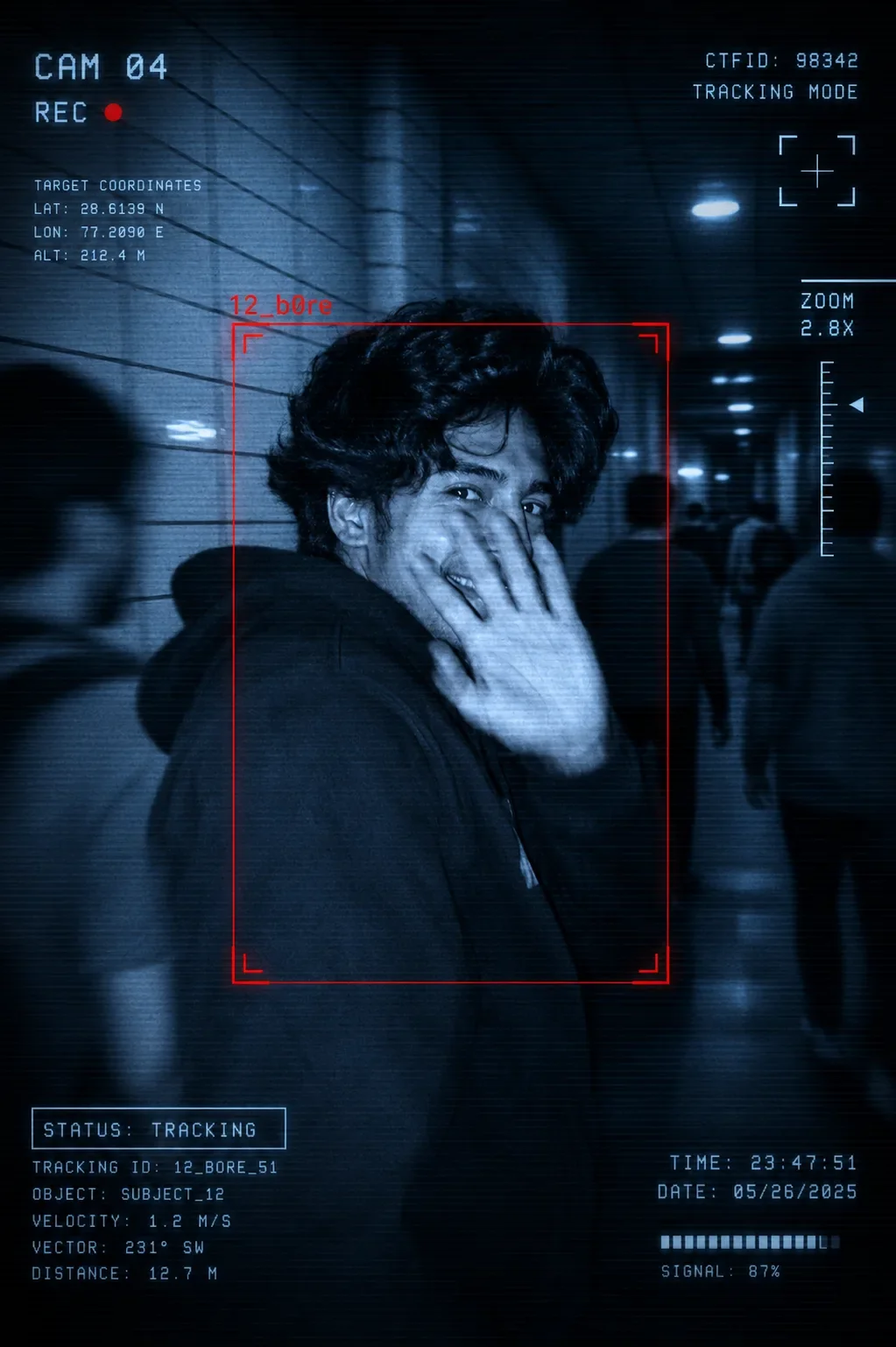 Cinematic Surveillance Spy Camera AI Prompt | Ultra Realistic CCTV Portrait preview example result