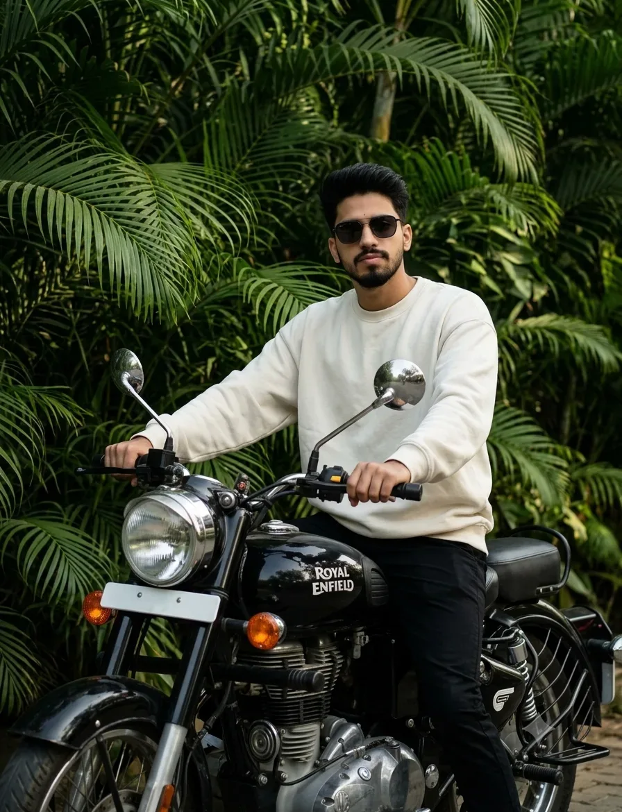 Classic Royal Enfield Motorcycle AI Photo Prompt preview example result