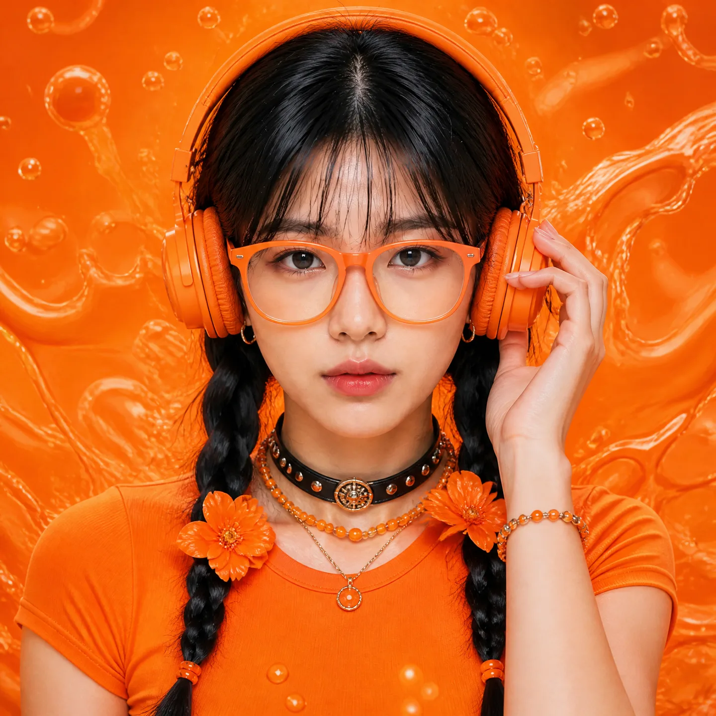 Close-Up Fashion Portrait Of A Young Asian Woman AI Photo Prompt generated preview