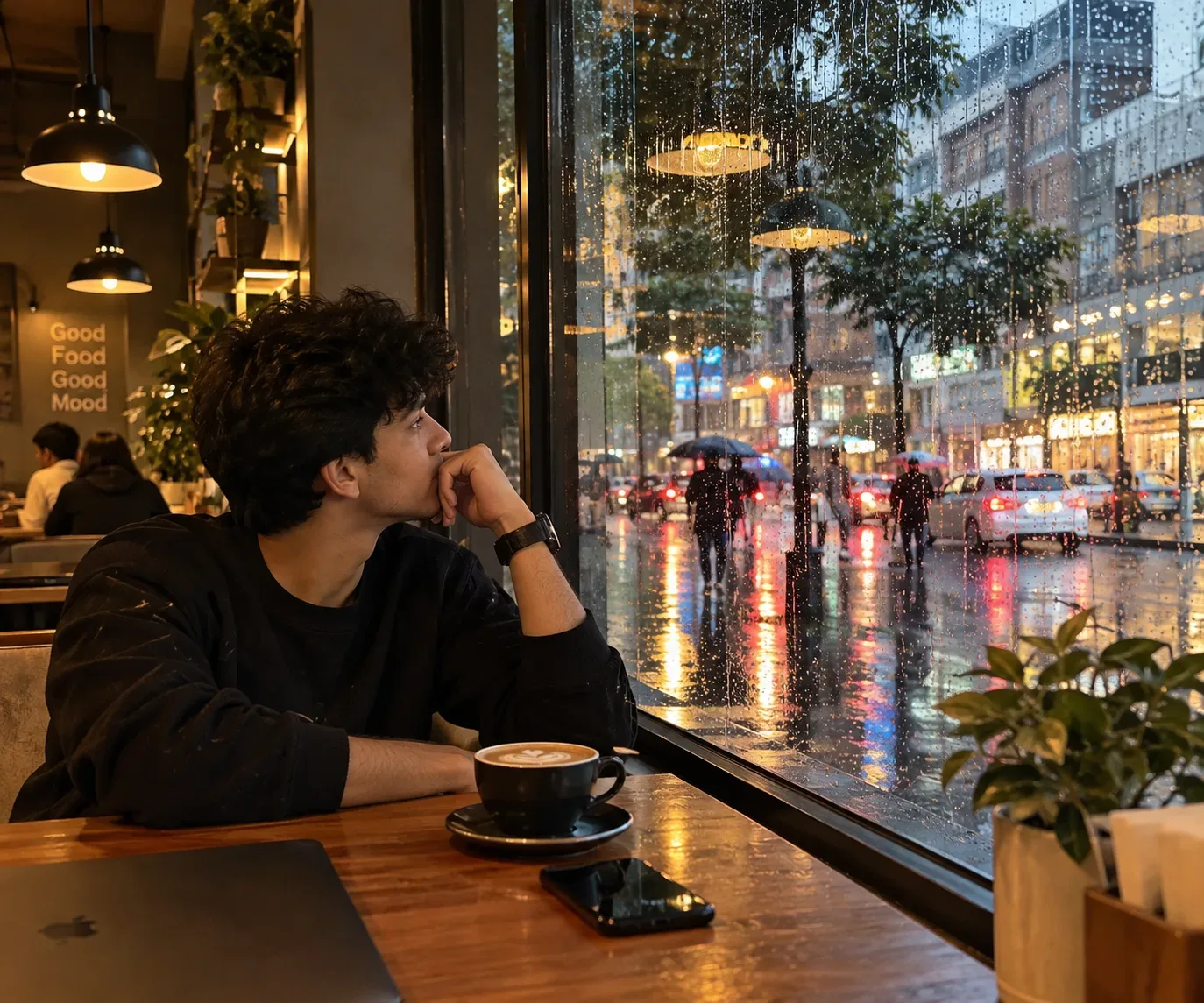 Cozy Cafe Window AI Photo Prompt preview example result