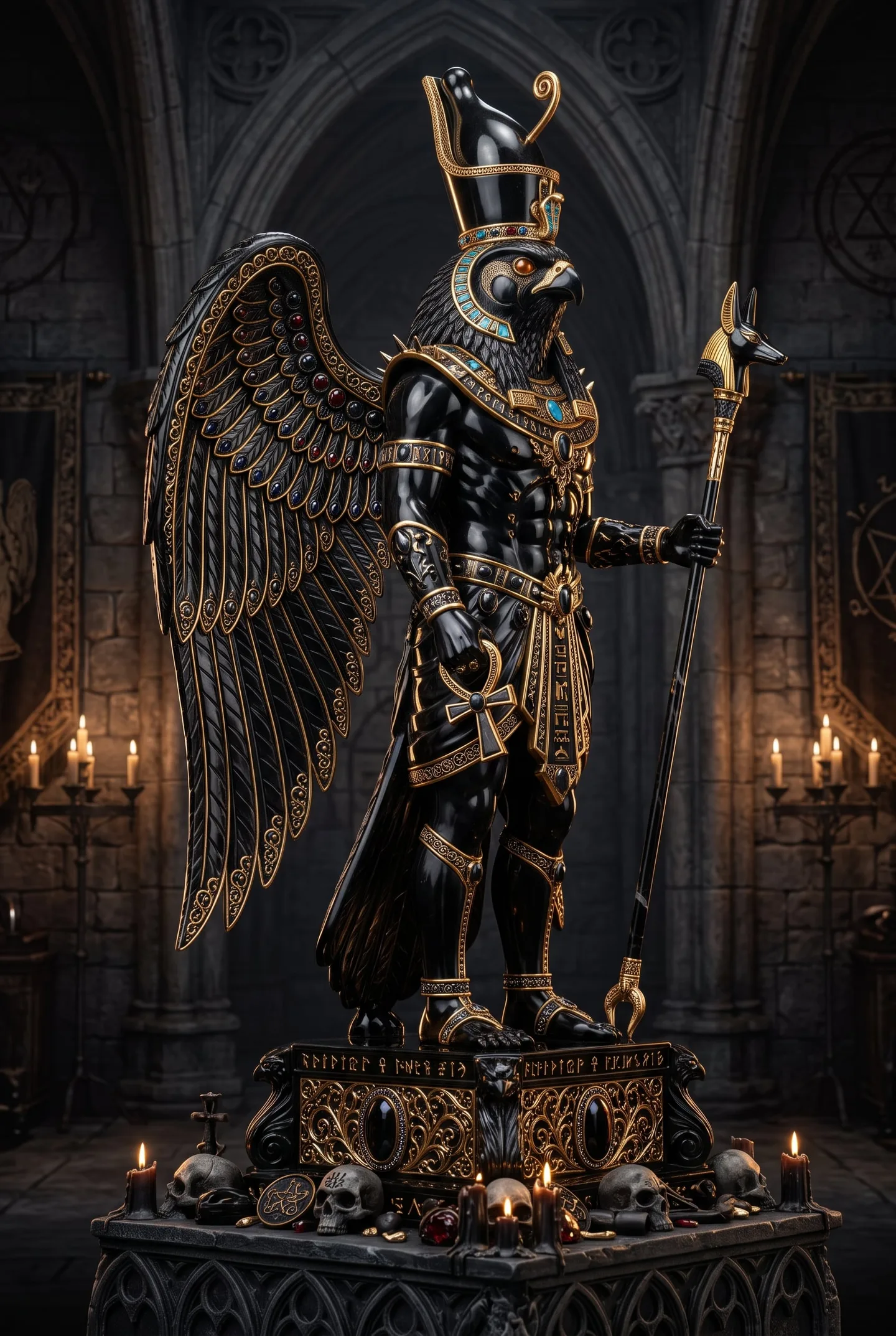 Create A Goth Inspired Statue Of Horus AI Photo Prompt generated preview