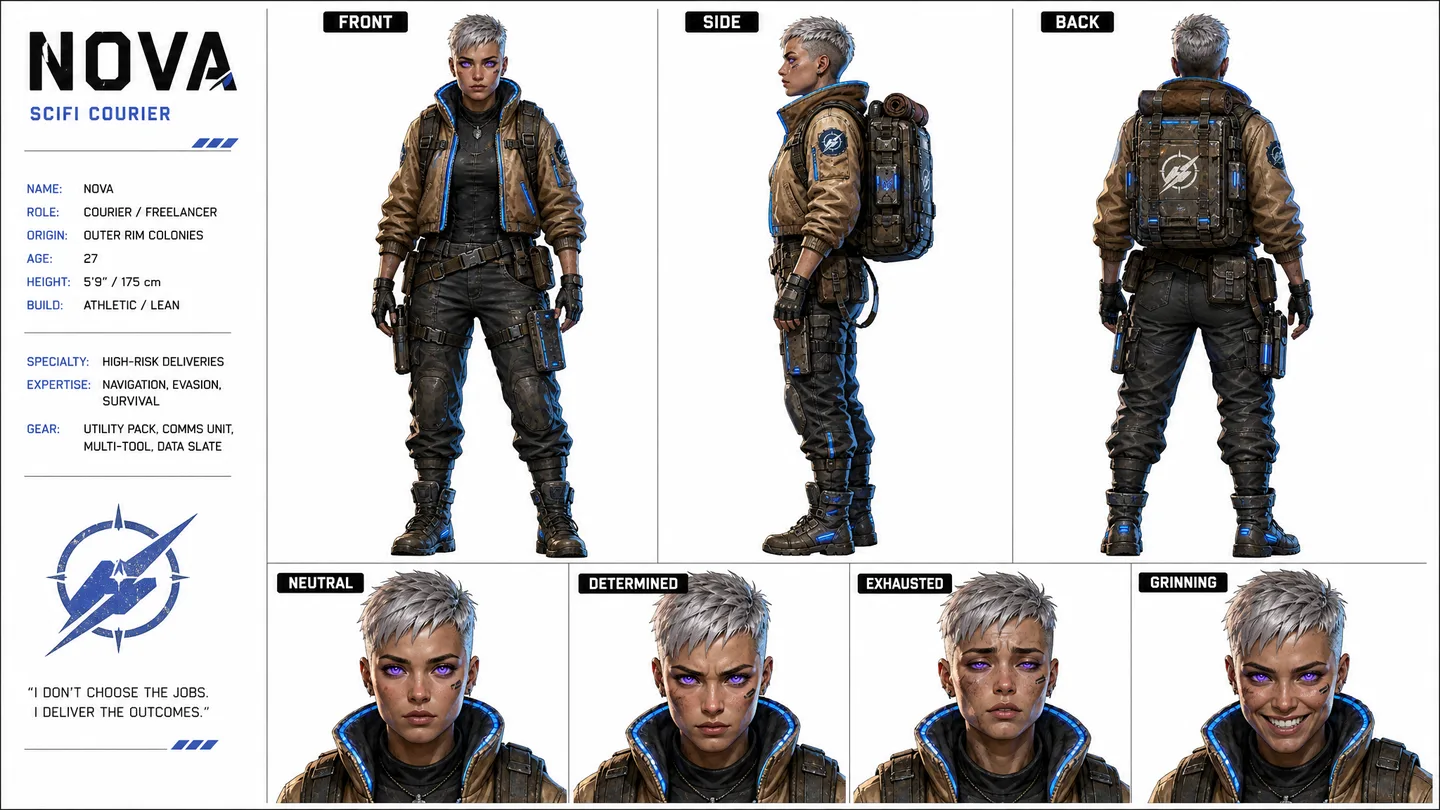 Create A Professional Character Reference Sheet AI Photo Prompt generated preview