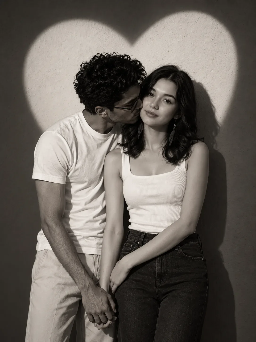 Create A Romantic Black-and-white Studio Portrait Of A Real Skinny AI Photo Prompt preview example result
