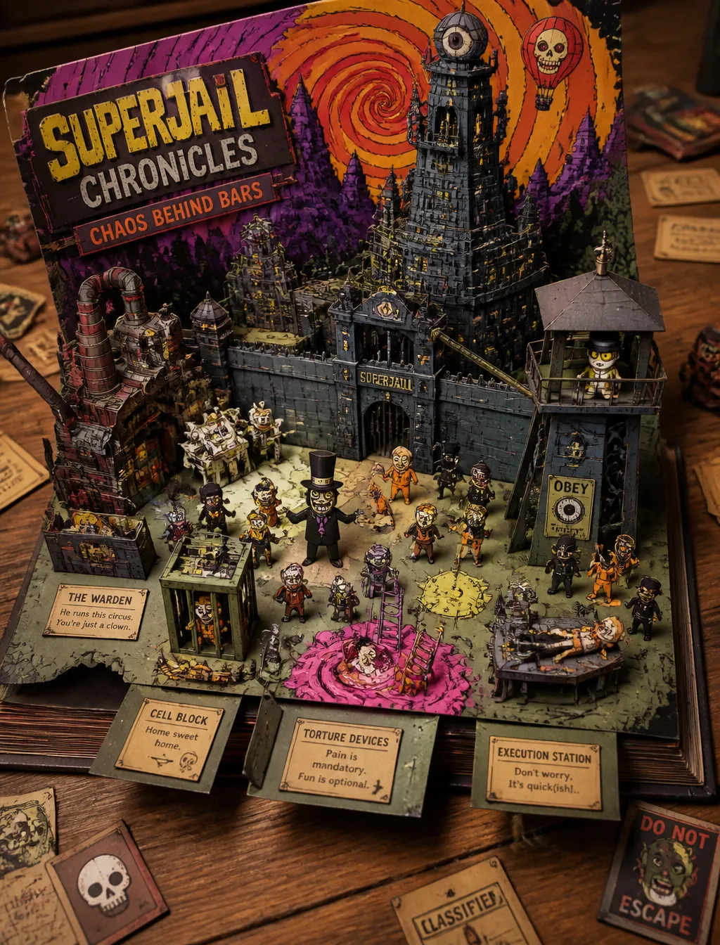Create A Superjail!-Themed 3D Pop-Up Papercraft AI Photo Prompt generated preview