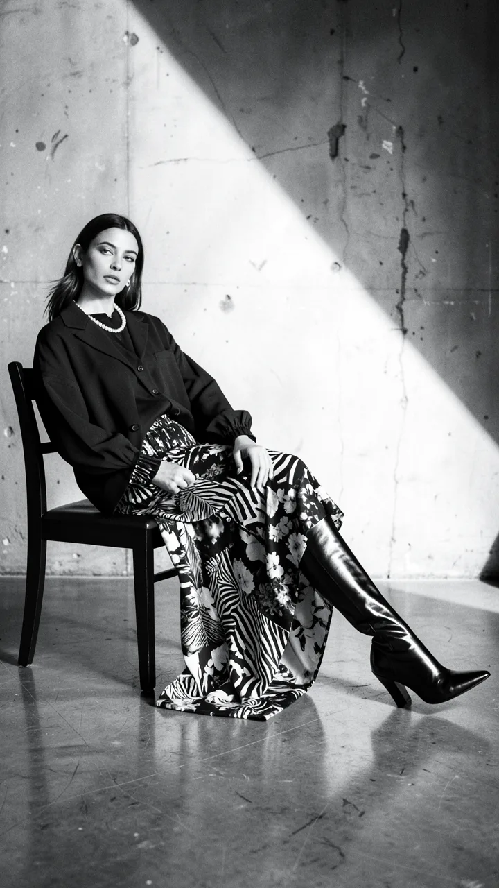 Create An Black-And-White High-Fashion Editorial Photograph AI Photo Prompt generated preview