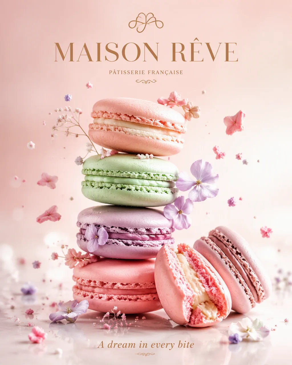 Create An Ultra-Premium Macaron Advertising Poster AI Photo Prompt generated preview