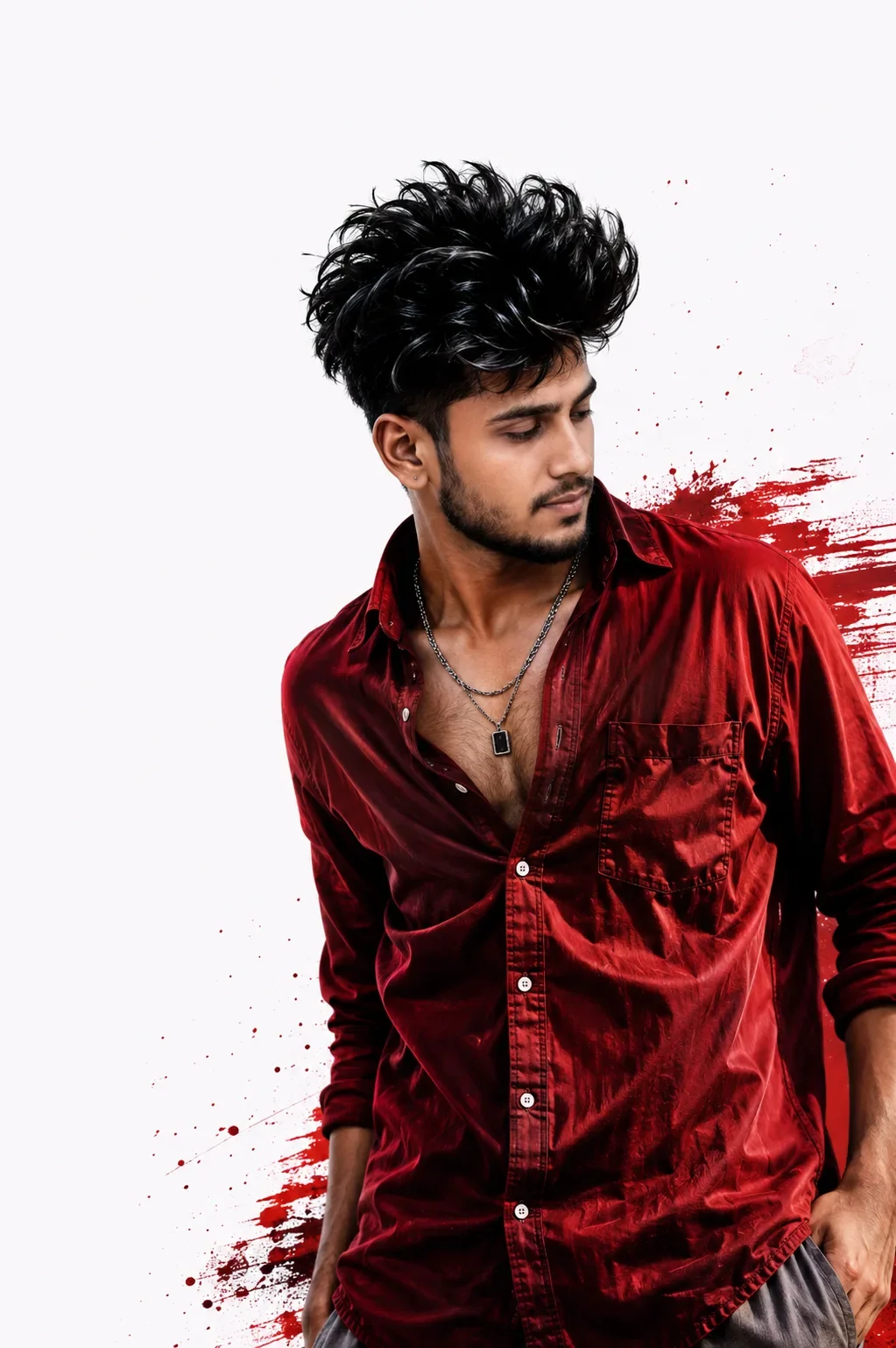Crimson Red Cinematic Portrait AI Photo Prompt preview example result