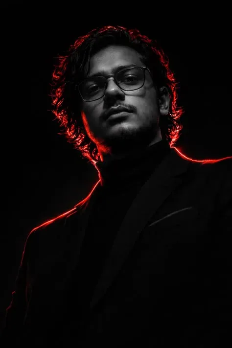 Crimson Rim Light Chiaroscuro AI Photo Prompt preview example result