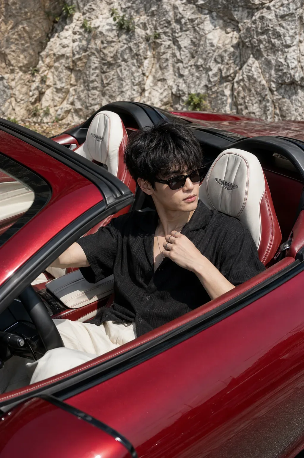 Crimson Roadster Elegance Luxury Automotive Mountain Editorial AI Photo Prompt preview example result