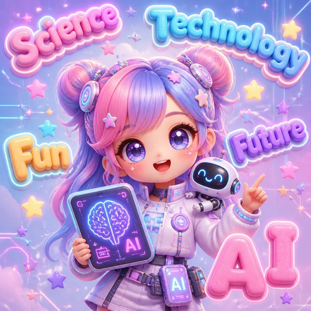 Cute 3D Kawaii Technophile Girl Mascot AI Photo Prompt generated preview