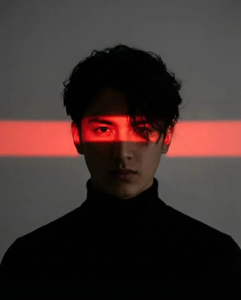 Cyber Sensor Red Laser Portrait AI Photo Prompt preview example result