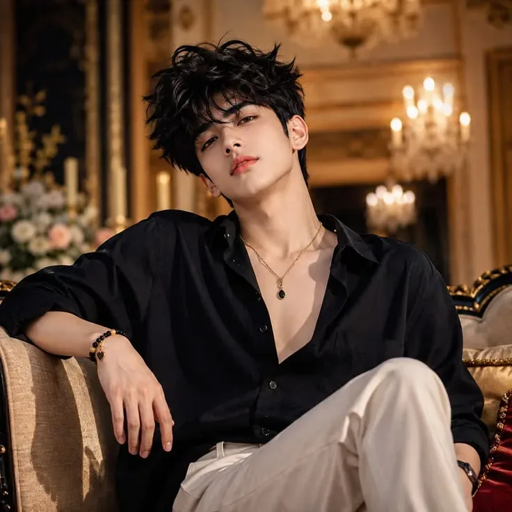Dark Luxury Cinematic Editorial Portrait, Warm Golden Mansion Lighting, Premium Black Fashion, Classical Interior, Sophi AI Photo Prompt preview example result