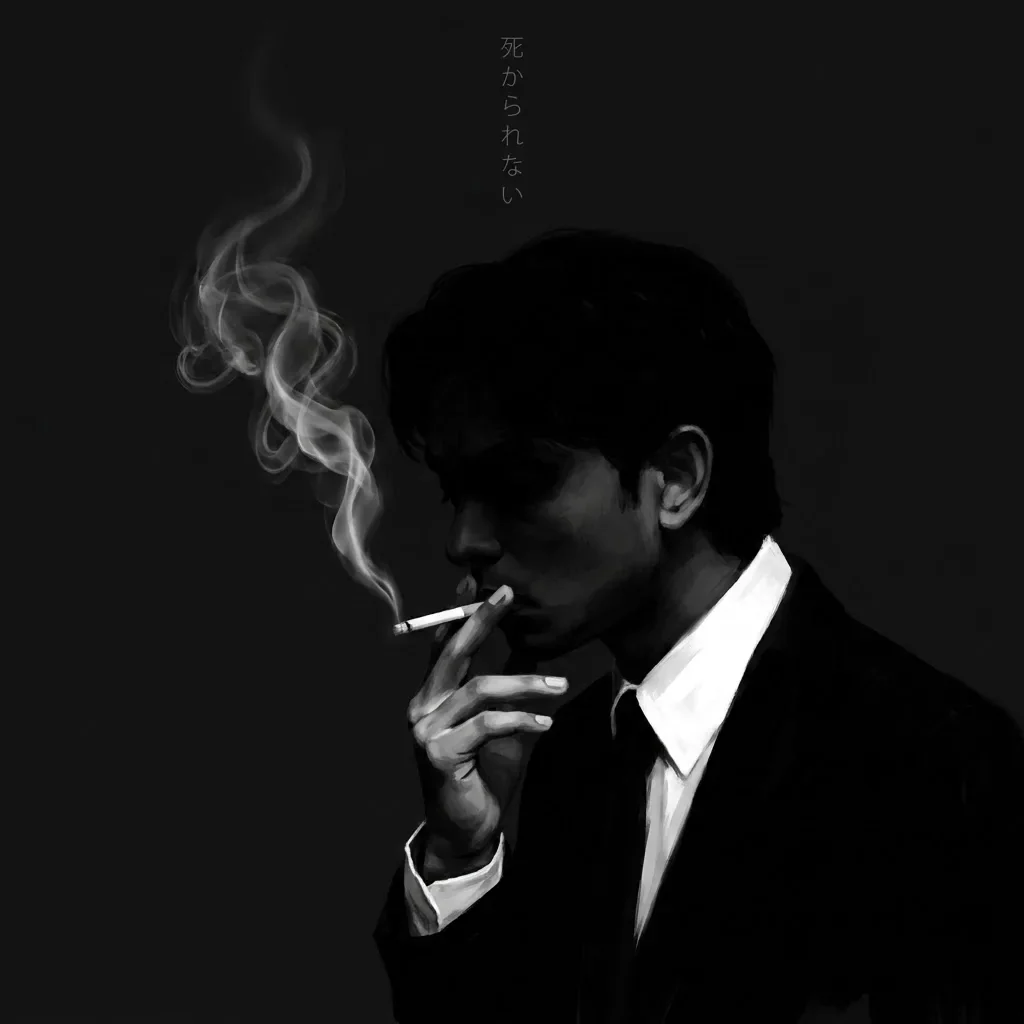 Dark Monochrome Painting Of A Mysterious Young Man AI Photo Prompt preview example result