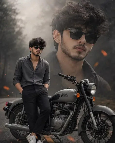Dark Motorcycle Cinematic Portrait AI Photo Prompt preview example result