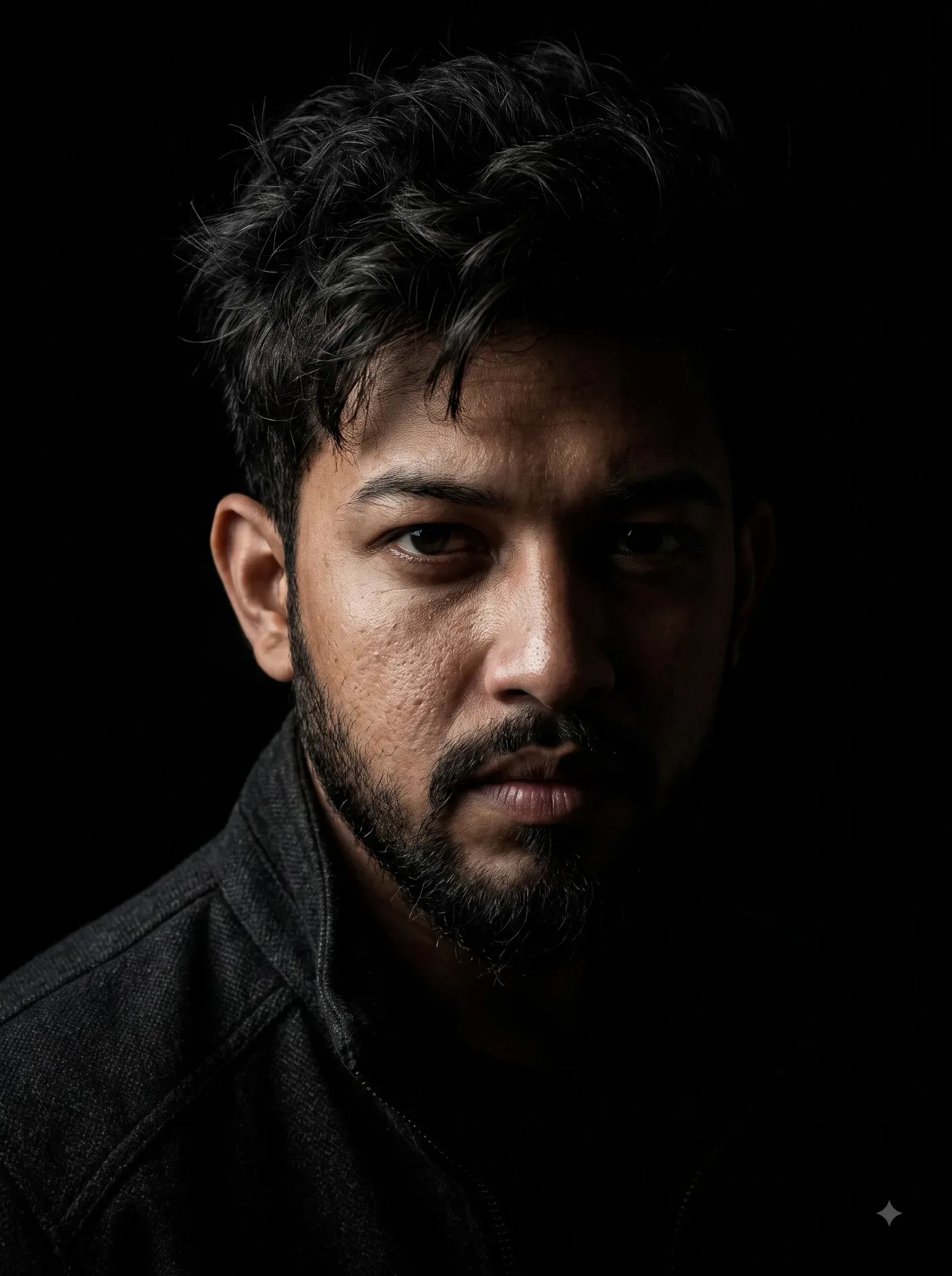 Dark Portrait Of Man AI Photo Prompt preview example result