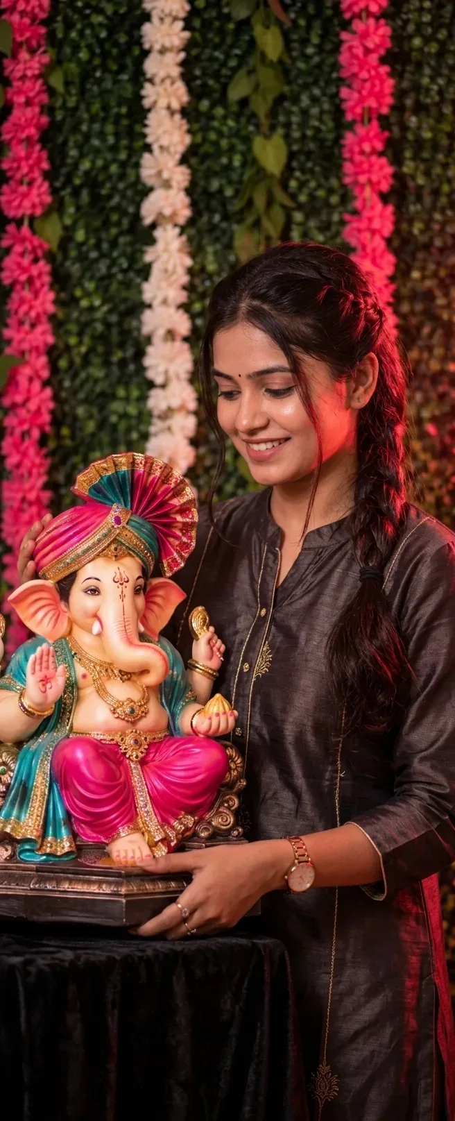 Divine Blessings With Ganpati Bappa Festive Moments AI Photo Prompt preview example result