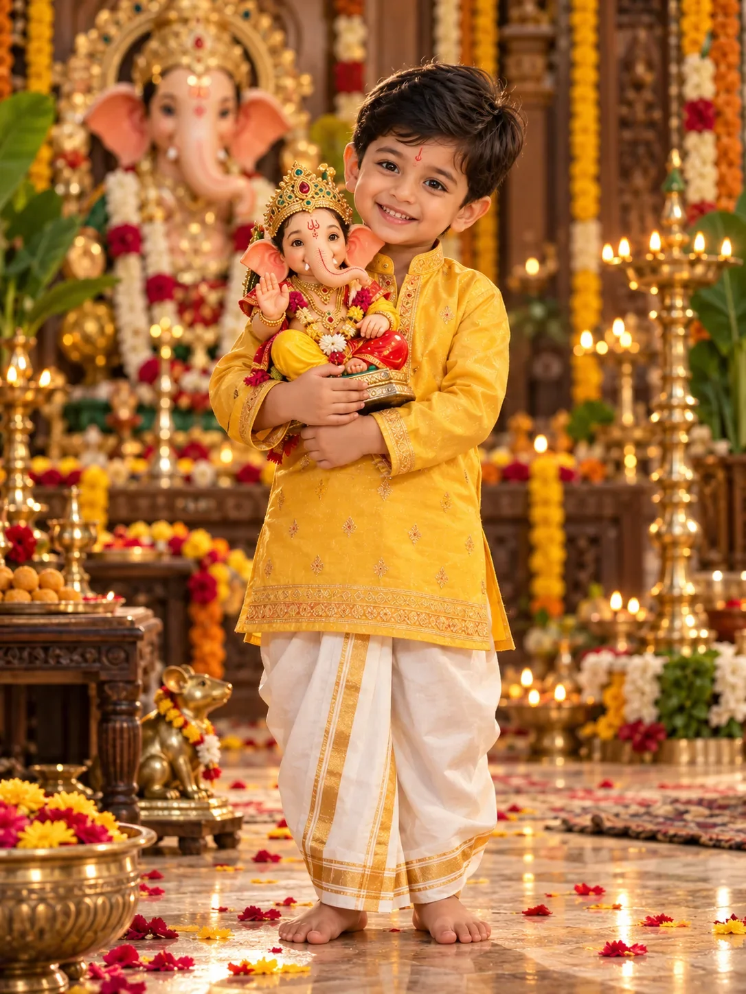 Divine Ganesh Chaturthi Festive Blessing Idol AI Photo Prompt preview example result