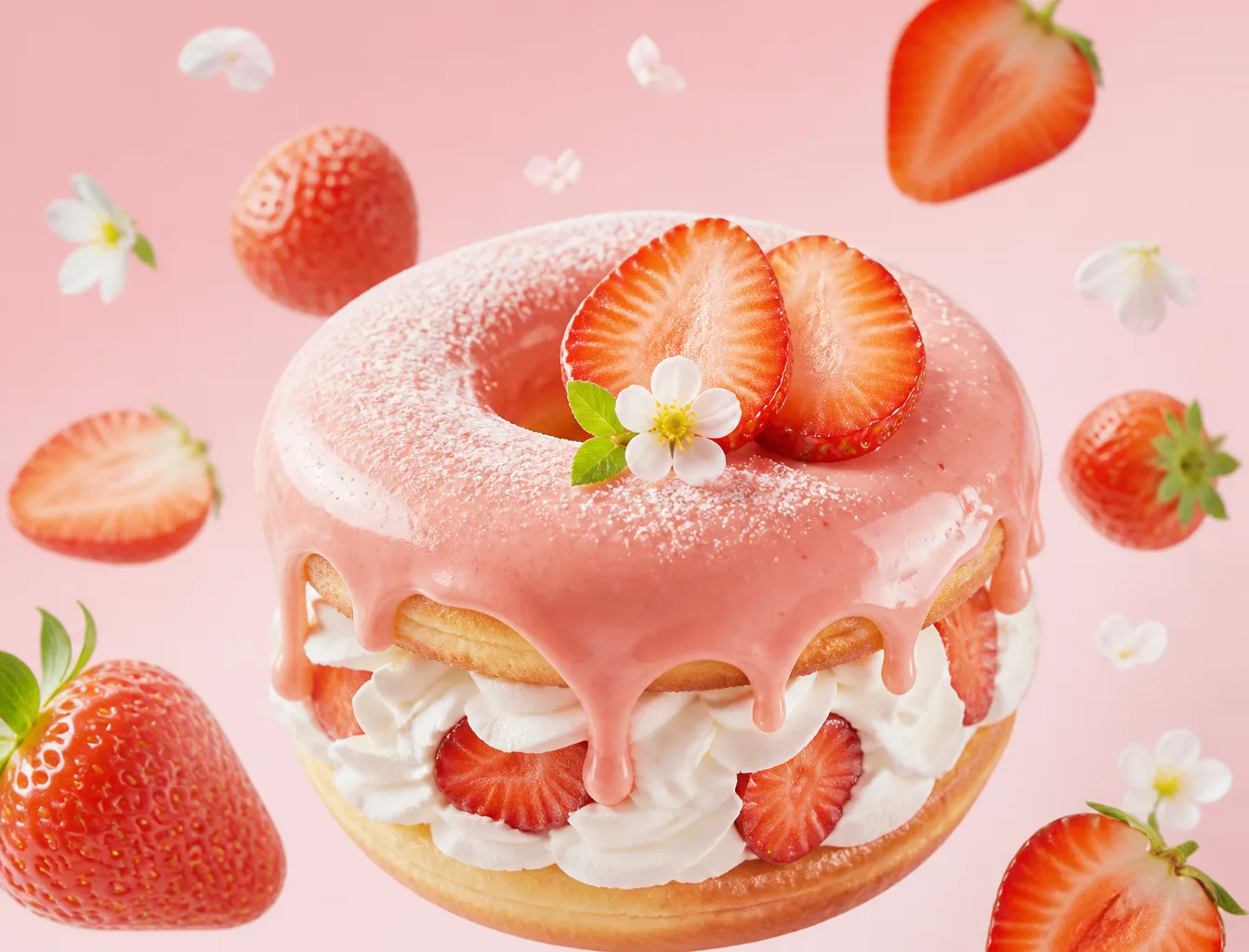 Donat Makanan Penutup {Fruit} Yang Hiper-Realistis AI Photo Prompt generated preview