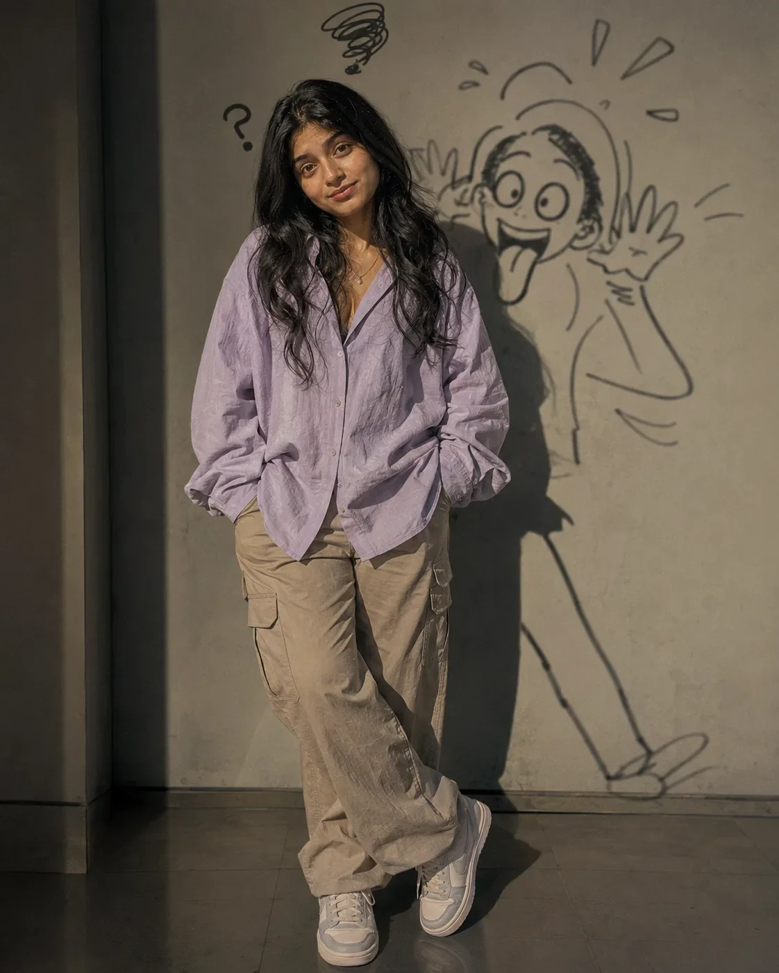 Doodle Shadow Editorial Portrait AI Prompt | Cinematic Fashion Photography preview example result