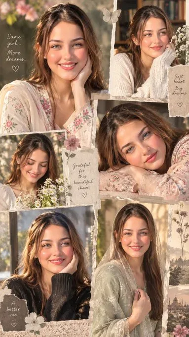 Dreamy Embroidered Portrait Collage AI Photo Prompt preview example result