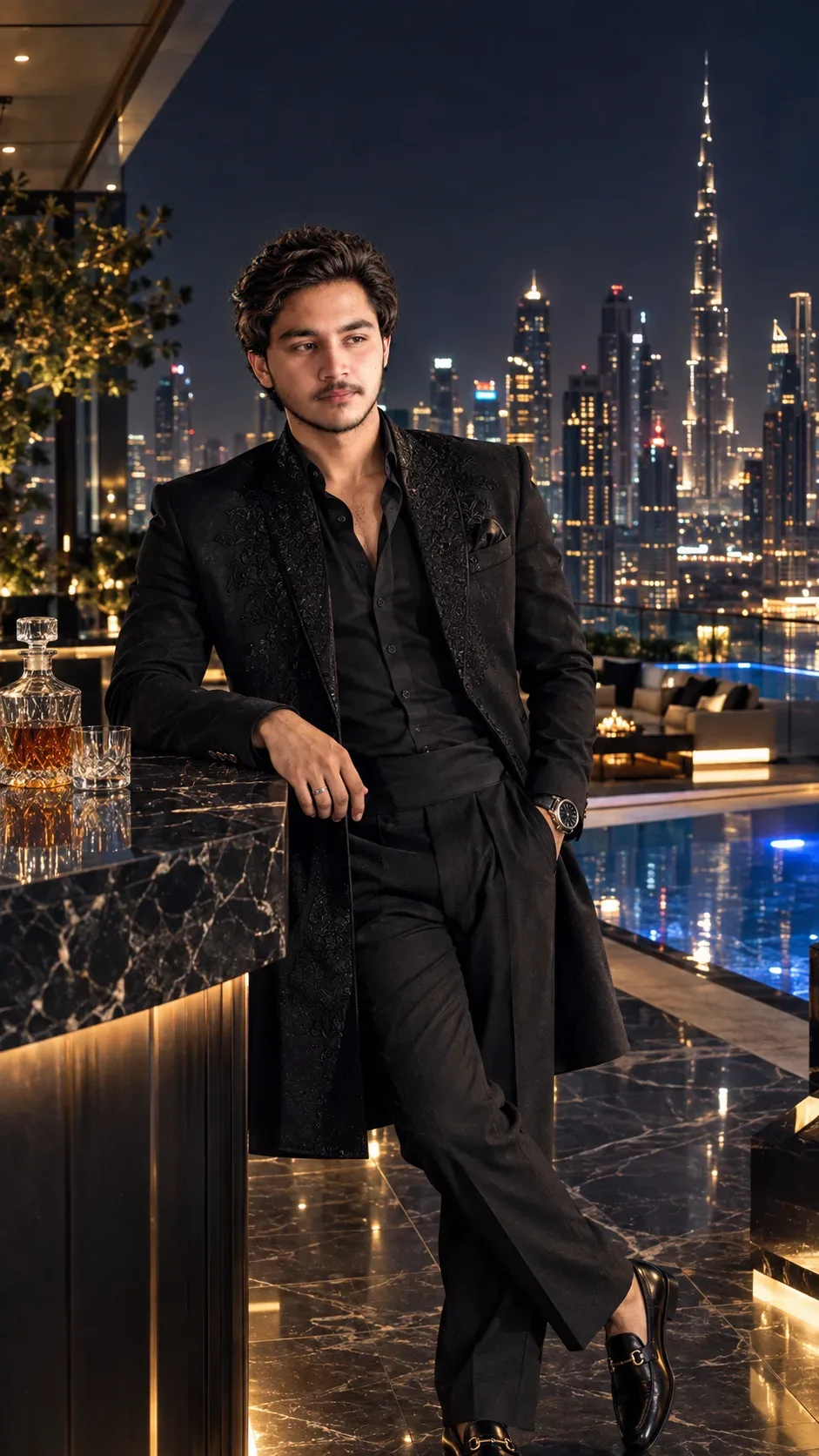 Dubai Billionaire Royal Night Luxury Portrait AI Photo Prompt preview example result
