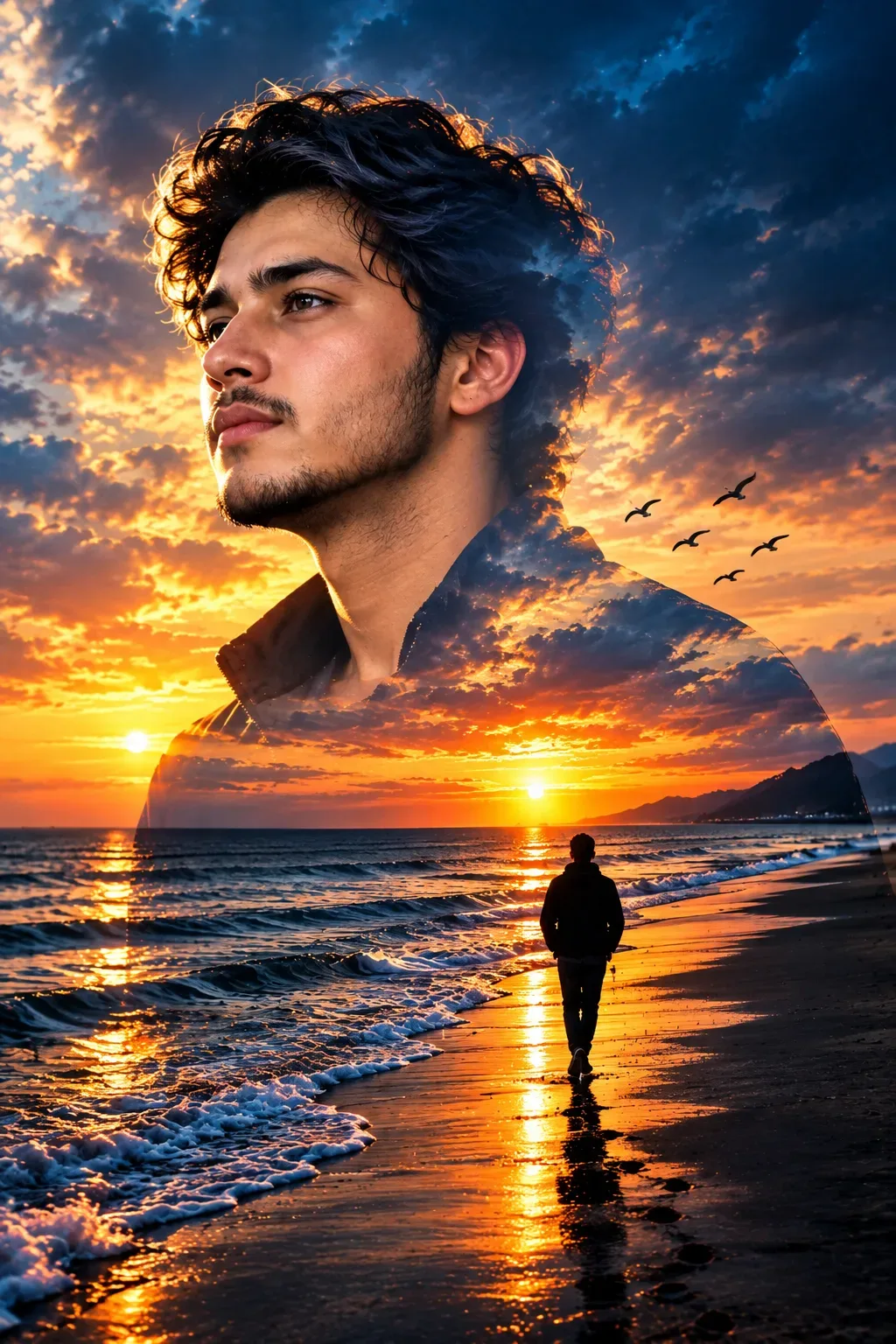 Echoes Of Tomorrow Cinematic Double Exposure AI Photo Prompt preview example result
